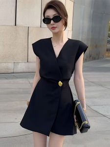 Shalldoer | Trendy V-Neck Sleeveless Romper Set For Summer