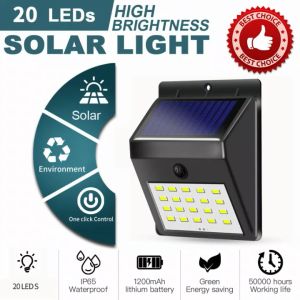 【Free USB lights】Solar Power Motion Sensor Wall Light 20 LED Solar Outdoor Wall Light Waterproof Rechargeable Solar Power