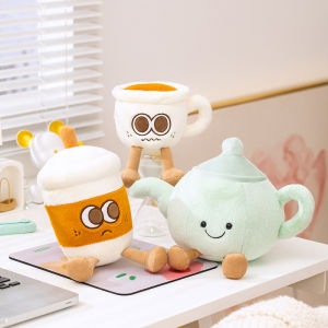 Funny Plush Coffee Cup Mug Teapot Toy Collectible Bottle Plushie Travel Companion for Adults And Kids Play House Birthday Gift