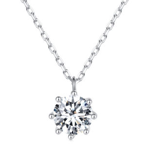BAMOER 0.8CT D Color VVS1 EX Moissanite Necklace for Women Wedding Engagement 925 Sterling Silver Elegent Trendy Fine Jewelry MSN003