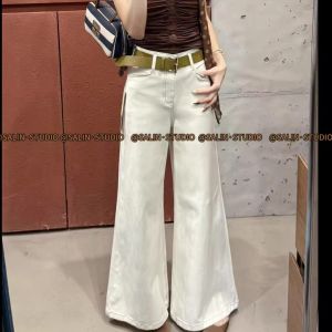 SALIN High Waist Wide Leg Denim Jeans Womens High Elasticity Pocketed Jeans Autumn Winter Vintage Style Ladies Fashion