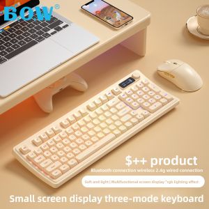 B．O．W | Bộ Bàn Phím Chuột Không Dây/Dây 3 Chế Độ Ergonomic Ít Ồn