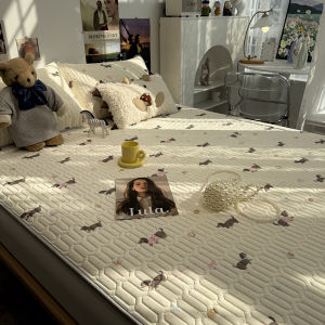 Foldable Latex Ice Silk Mat Three-Piece Set Machine Washable Air Conditioned Soft Mat for Summer Dogs Cooling Bed Sheets