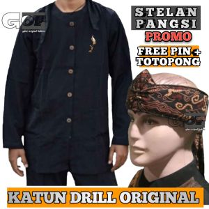 Stelan Pangsi Katun Drill Promo Free Pin & Totopong Size Ready S-xxxxL Jumbo