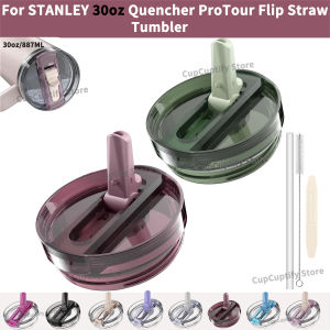 30oz Flip Straw Lid for Stanley Quencher H2.0 Tumbler Leak Proof Lid Replacement No Spill Cover Comes with Straw and Cleaningkit