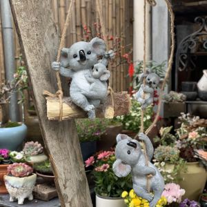 Creative Outdoor Garden Decor Resin Courtyard Landscape Villa Balcony Hanging Ornament Swing Koala Home Decoration Accessories
