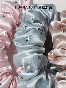 Shiny Water Diamond Silk Hair Tie 3cm Glittering High End Hair Rope Light Luxury Accessory French Style Satin New Condition