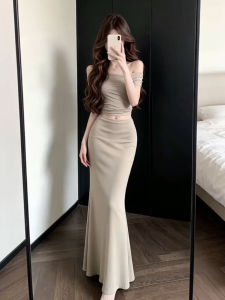 PEIZIXUAN | Off-shoulder Elegant Fitted Long Dress Set