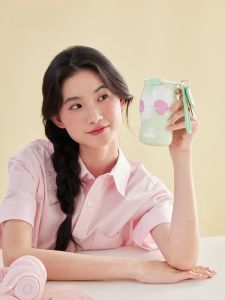 ขวดน้ำเซรามิกหรูหรา Rano ฝาปิดด้านในแบบพกพา แก้วกาแฟเก็บความร้อน พร้อมหลอดดูด วัสดุ PP ทนทาน ทำความสะอาดง่าย