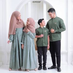 Sarimbit lebaran new michan softgreen baju muslim keluarga baju seragam keluarga Sarimbit Michan gamis michan gamis set kerudung gamis anak perempuan 2 th sampai 12 th Gamis ibu menyusui Gamis Maxmara Gamis Jumbo Koko anak Laki baju Koko dewasa L.pendek