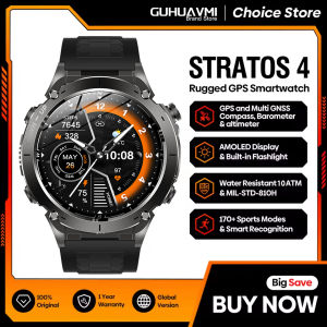 2025 New genuine Stratos 4 GPS Smartwatch 1.43"AMOLED HD Screen Compass Barometric Altimeter Flashlight Voice Calling SmartWatch