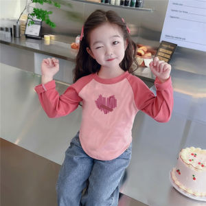 Áo Thun Dài Tay Không Đều Thời Trang Cho Bé Gái Đầu Thu Mỏng Áo Sơ Mi Cơ Bản Cho Trẻ Em Áo Thun Cotton Phong Cách Mỹ Cho Bé Gái