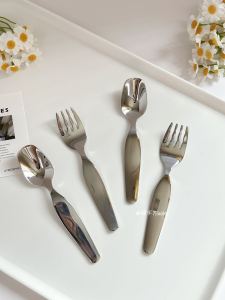 Bộ Thìa Đũa Bằng Thép Không Gỉ Dày 316 Phong Cách Hàn Quốc Dễ Thương Cho Trẻ Em Dùng Hàng Ngày Bộ Thìa Và Đũa Ăn Kem Trái Cây