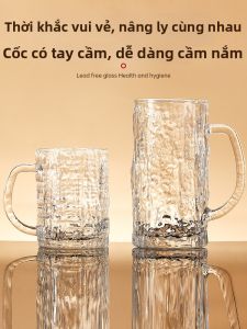 HONGZHU | Ly Bia Cao Cấp Dung Lượng Lớn Có Tay Cầm Thủy Tinh