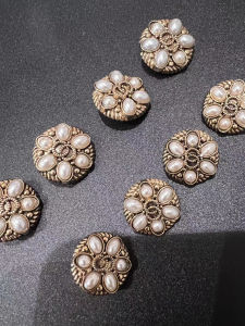 Classic Double O Pearl Metal Button Sweater Baroque Top Coat Button Retro Court Style New Arrival Tailoring DIY Accessories