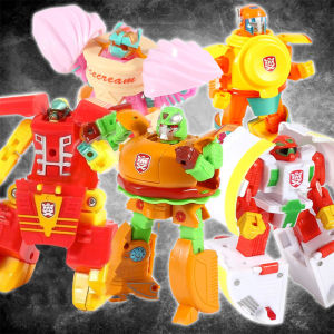 Childrens transformable toys hamburger fries transformable robot birthday party food transformable toys educational toys for boys and girls
