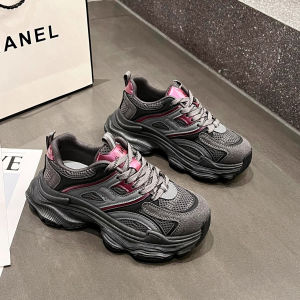 Popular womens shoes reticulated muffin dad shoes womens small height increase 2024 mesh breathable casual sports shoes women