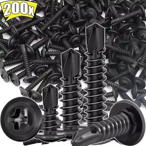 Feelife 200Pcs Stainless Steel Self-Tapping Screws Cross Thread Countersunk Flat Head Self-Drilling Metal Wood Screw Fixing Fastener