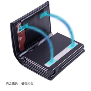Aluminum Alloy RFID Blocking Wallet Mens Pop-Up Side Push Large Capacity Fashion Card Box Small Money Clip Leather Goods