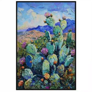 Tranh phong cảnh núi non hoa xương rồng trên núi tranh sơn dầu treo tường tranh dán tường in canvas. CGI - 523