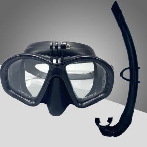 Adult New GoPro Tempered Glass Silicone Diving Mask Full-Dry Snorkel Snorkeling Set with Bracket