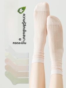 JINGCHI | Tất lụa tơ tằm mùa hè 7A kháng khuẩn mỏng giữa bắp chân tất trắng mát mẻ ngọt ngào tất nữ mùa hè tất lụa tơ tằm