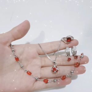 SET PERHIASAN WANITA MOTIF GELANG BATU WARNA 4 IN 1 ANTI ALERGI/SET-599