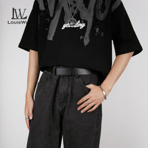 LouisWill เข็มขัดลำลองธุรกิจผู้ชายเข็มขัด120ซม. ทันสมัยเข็มขัดหัวเข็มขัดอัตโนมัติสายคาดเอวหนังวัวสองชั้นเข็มขัดกางเกงกีฬาขายาวเยาวชนเข็มขัดทันสมัยเรียบง่ายเข็มขัดทนทาน
