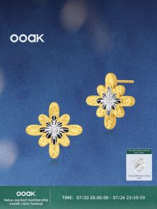Exquisite Black Agate Carved Gold Earrings Silver-plated