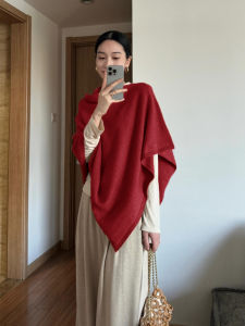 HUOLISI | New Autumn Winter Irregular Unique Layering French Style Kaki Female Cardigan Poncho