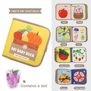 Interactive Felt Learning Book - Fruits and Vegetables Numbers and Colors Montessori Soft Fabric Book for Toddlers Educational Quiet Book for Early Childhood Development and Gift