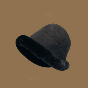 Womens New Winter Furry Fisherman Hat Plus Velvet Warm Cotton Hat Womens Winter Lei Feng Hat Ear Protection Plush Basin Hat