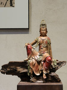 New Chinese Style Home Decor Buddha Statue Tea Room Entrance Hall Fish Tank Zen Enlightenment Creative Handmade Resin Sculpture