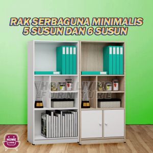 LEMARI RAK BUKU SERBAGUNA RSG 5 RAK KAYU TERBARU MURAH RAK 5 SUSUN DENGAN PINTU RAK SERBAGUNA RAK BUKU MURAH