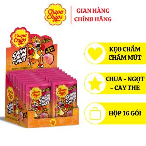 Kẹo mút chuppa chups chấm chấm mút hương dâu bột chấm hộp 16 gói