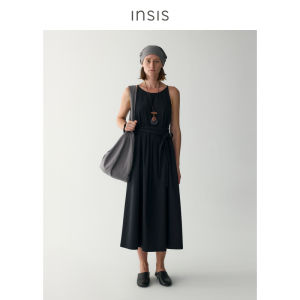 INSIS FEMME | Relaxed Fit Silk-Cotton A-Line Tuck Folded Dress