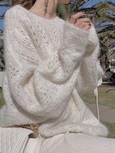 เสื้อสเวตเตอร์ถักคอตั้งหลวมๆ สำหรับผู้หญิง ฤดูใบไม้ผลิและฤดูใบไม้ร่วง 2025 ใหม่สไตล์เกาหลี ทรงหลวมๆ คอตั้ง ถักเปิด ชุดเสื้อผ้าทำงาน