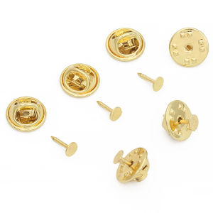 1-5set/bag 14K Gold Plated Brass Pin Back Brooch Badge Holder Base For DIY Jewellery Material Making Accessories