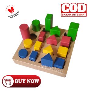 Mainan anak pasak Geometri berjenjang Mainan APE Mainan Kayu