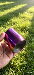 Exhaust Muffler Tip v4 63mm Titanium Stainless with Iridescent Finish