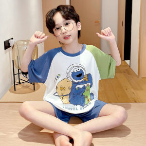 Modal Childrens Sleepwear Set Boys Summer New Short Sleeve Shorts Home Clothes Casual Breathable Moisture-wicking Odor-resistant