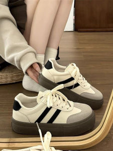 Casual Thick Bottom Womens Deqin Shoes Versatile White Sneakers Retro Forrest Gump Style Flat Laced Sporty Board Shoes