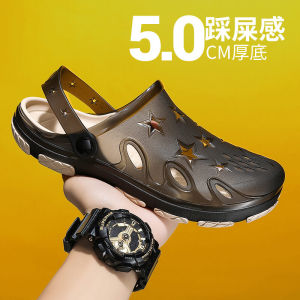 Hole Shoes Mens Summer Outwear Outdoor Closed-Toe Slippers Thick Sole Slip-on Sports Sandals Non Slip Beach Shoes