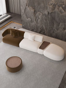Arc Shaped Sofa Designer Style Beauty Salon Waiting Area Reception Couch Tea Table Combination Luxury Fabric Light Luxury Style