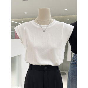 Ke Fiber ผ้าฝ้ายสีขาว SLIM FIT เสื้อยืดผู้หญิงฤดูร้อนสบายๆออกแบบ Feifei แขน Crewneck แขนสั้น