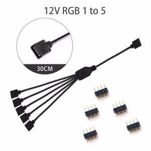 ARGB SYNC Splitter 5V 3 Pin 12V 4 Pin 1 to 2/3/4/5 30CM Mainboard ARGB Extension Cable with Protective Cap for Computer Chassis