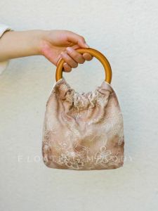 New Chinese Style Embroidered Bamboo Node Handbag Cotton Linen Cheongsam Clutch Bag Incense Tea Flower Pattern Daily Use