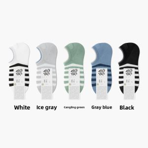 B&C.Room | Mens Short Socks Summer Thin Cotton Breathable Anti-Odor Sweat Absorbent Double Cuff Trendy Sports No Slip Boat Socks