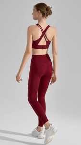 Bộ đồ tập yoga gym B36 mút may liền Nude Cross Back hàng Quảng Châu cao cấp set tập gym yoga vải co giãn thấm hút