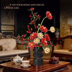 Dahlia Khối Xây Dựng Hoa Chậu Cây Giáo Dục Tự Làm Đồ Chơi Trang Trí Bàn Làm Việc Cho Ngày Lễ Quà Tặng Giáng Sinh Valentine BD Hiện Tại 18 +